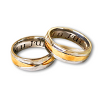 DUO DE ANILLOS PARA PAREJA BICOLOR SATIN