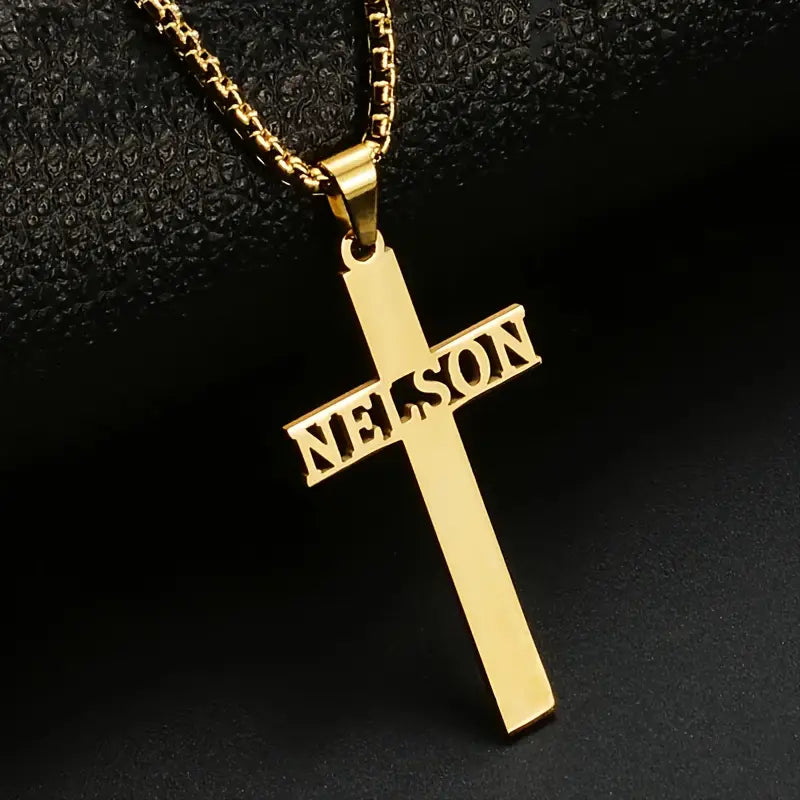 COLLAR CON NOMBRE CON CRUZ VERTICAL