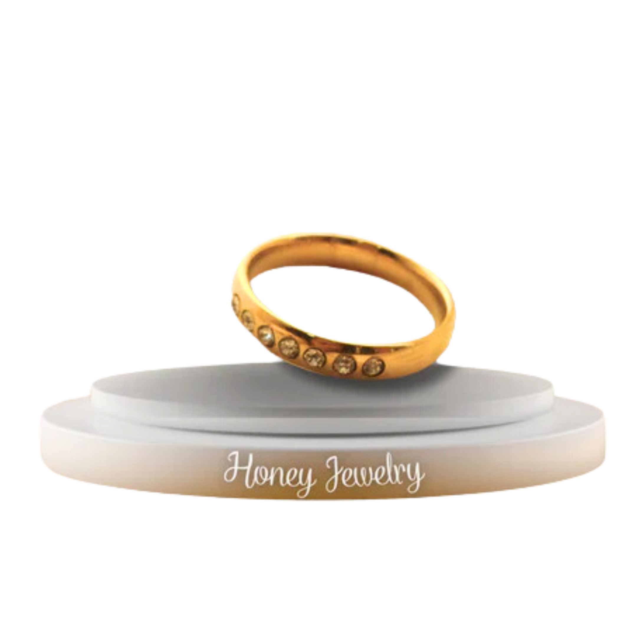smooth ring with several zircons (last size - size 9)