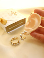 Hoop and pearl earrings x 8