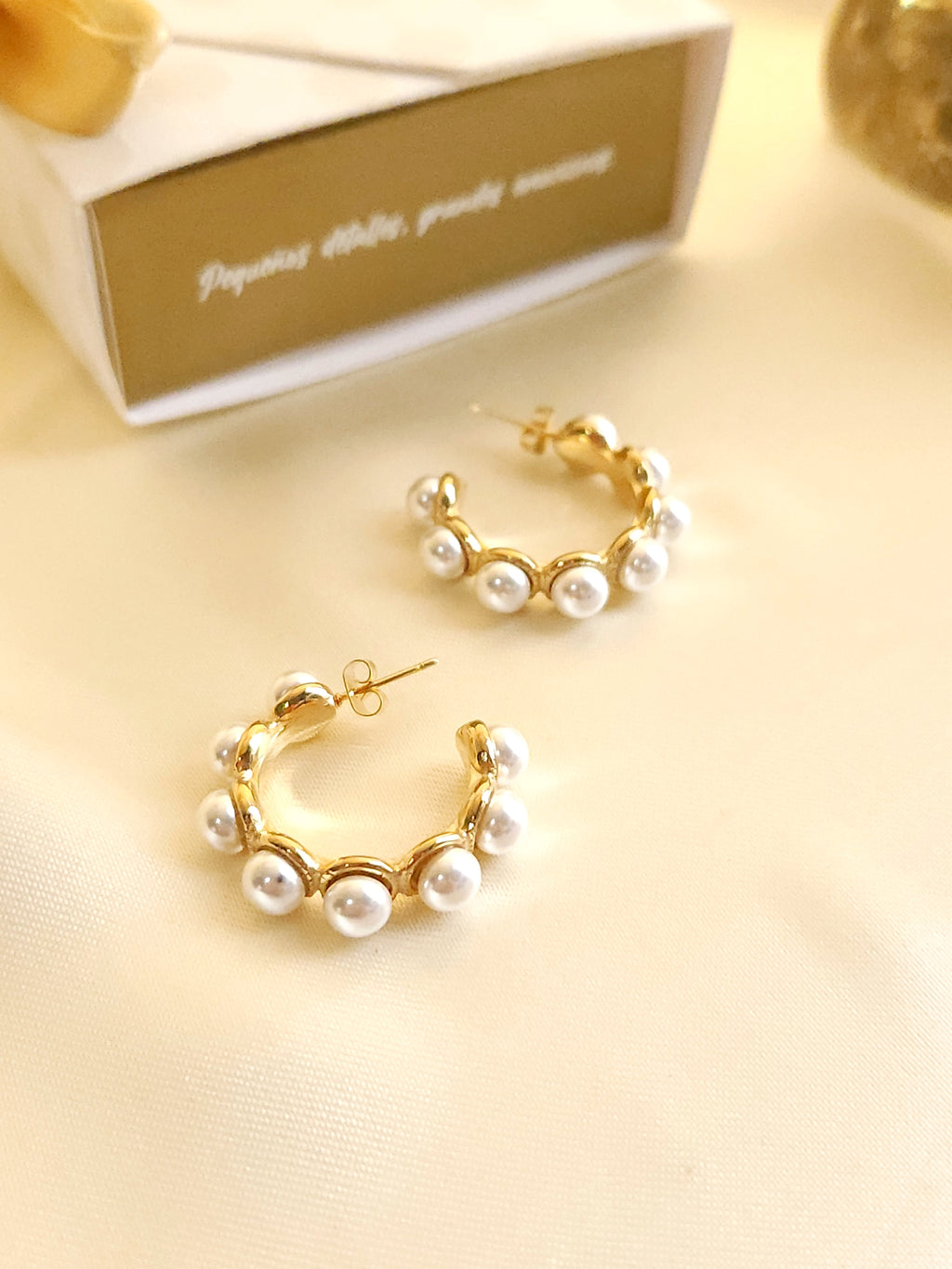 Hoop and pearl earrings x 8