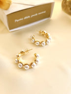 Hoop and pearl earrings x 8