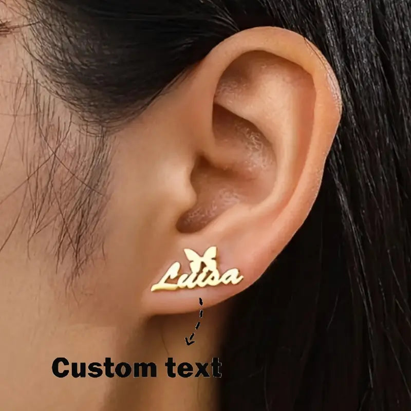 ARETES CON NOMBRE Y MARIPOSA
