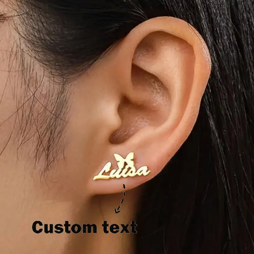 ARETES CON NOMBRE Y MARIPOSA