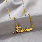 COLLAR NOMBRE CLÁSICO CORAZON Y CORONITA