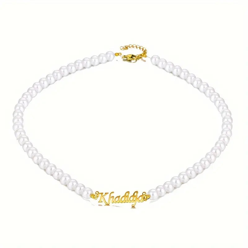 COLLAR CON NOMBRE PARA NIÑAS CON PERLAS DE NACAR