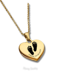 COLLAR MINI CORAZON CON HUELLAS DE TU BEBE