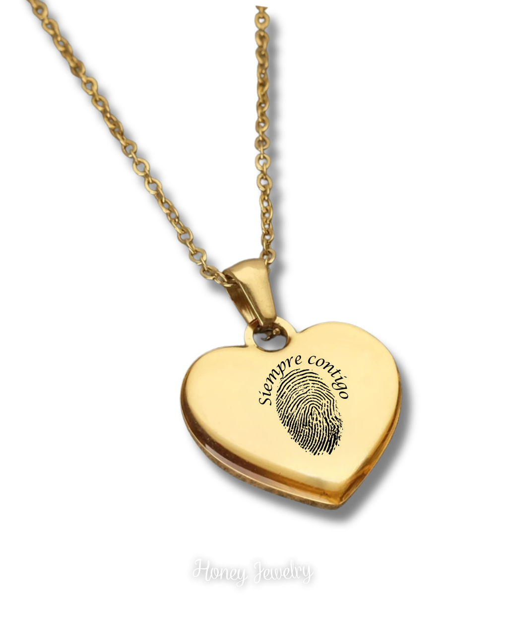 COLLAR MINI CORAZON CON HUELLAS DACTILARES