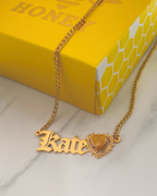 COLLAR CON NOMBRE CORAZON ESPINADO Y CIRCON CORAZON