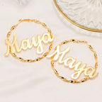 ARETES HOOPS ENTORCHADO CON NOMBRE