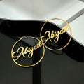 ARETES HOOPS CON NOMBRE Y CORAZON
