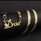 COLLAR CON NOMBRE CORAZONES CON CADENA TIPO SERPIENTE