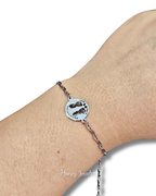 PULSERA PLACA REDONDA CON HUELLAS DE BEBE